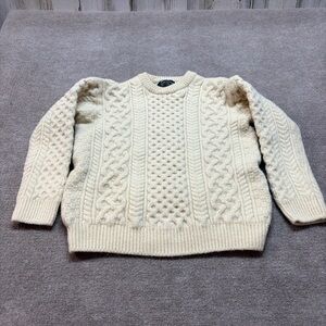 Irish Cable Knit Sweater Cream Aran Made in Ireland XL 1956